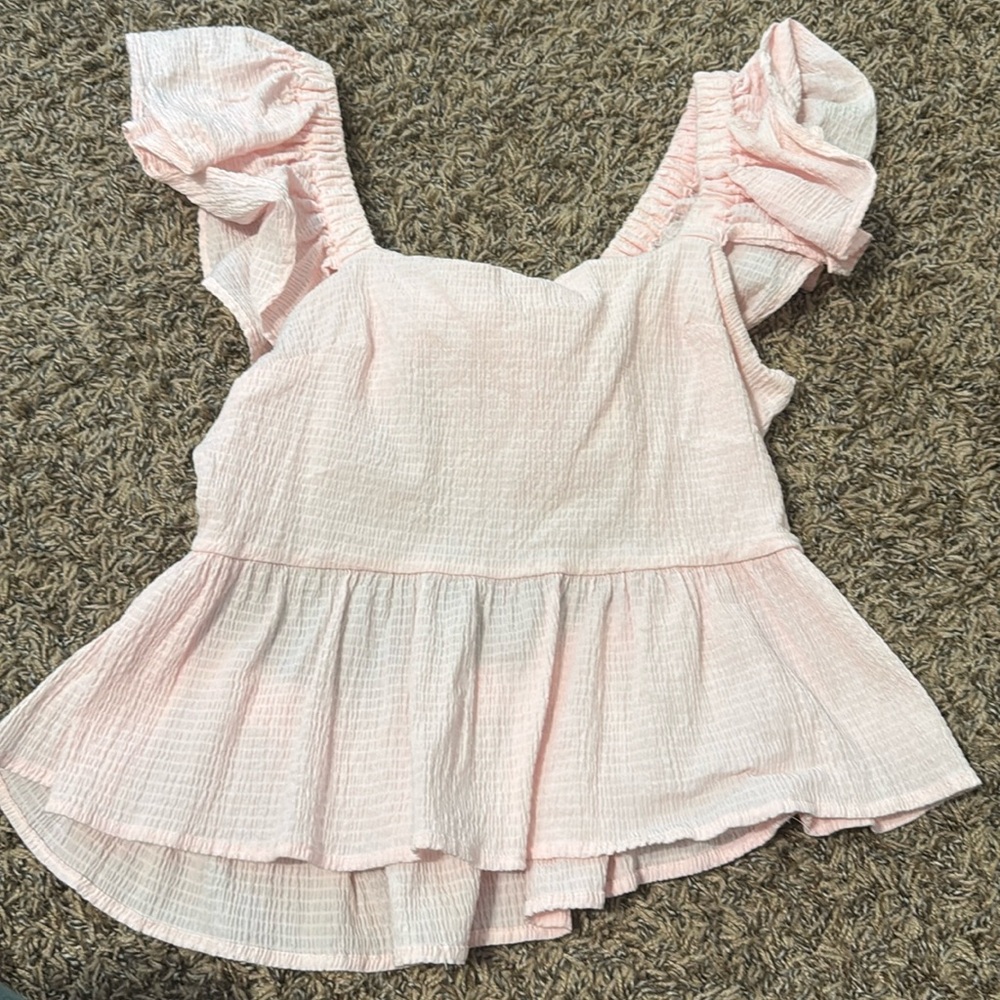 pink top with tie back